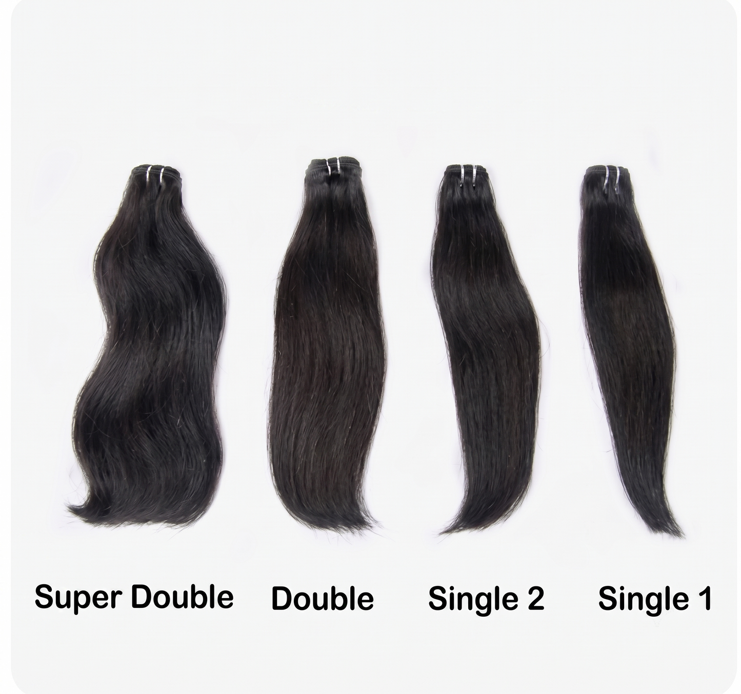 B Level Virgin Hair Natural Black Double Drawn Single Drawn Bundle 15% Ratio