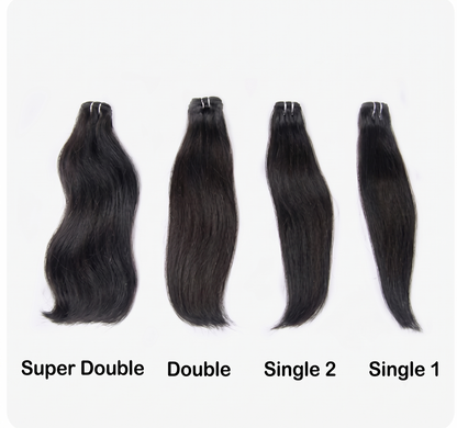 B Level Virgin Hair Natural Black Double Drawn Single Drawn Bundle 15% Ratio