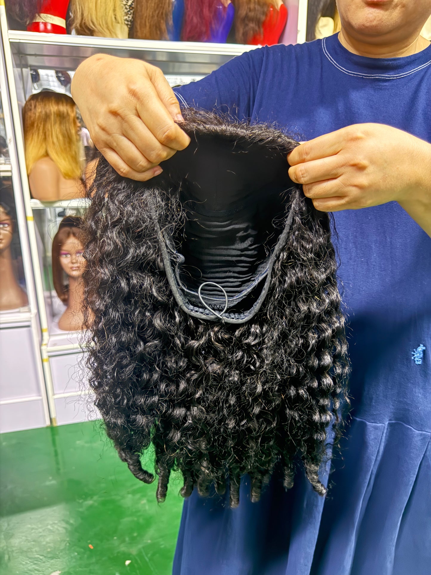180% density half wig Burmese Curls 24 inches sample