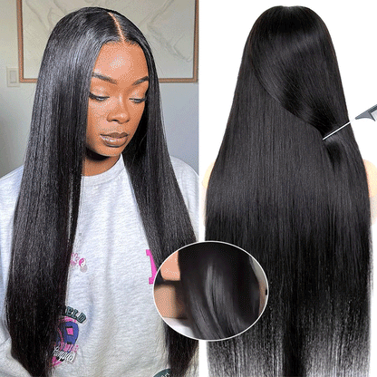 5x5 Invisible Lace Closure Wigs Melted All Skin Straight Burmese Human Hair Wig 180%
