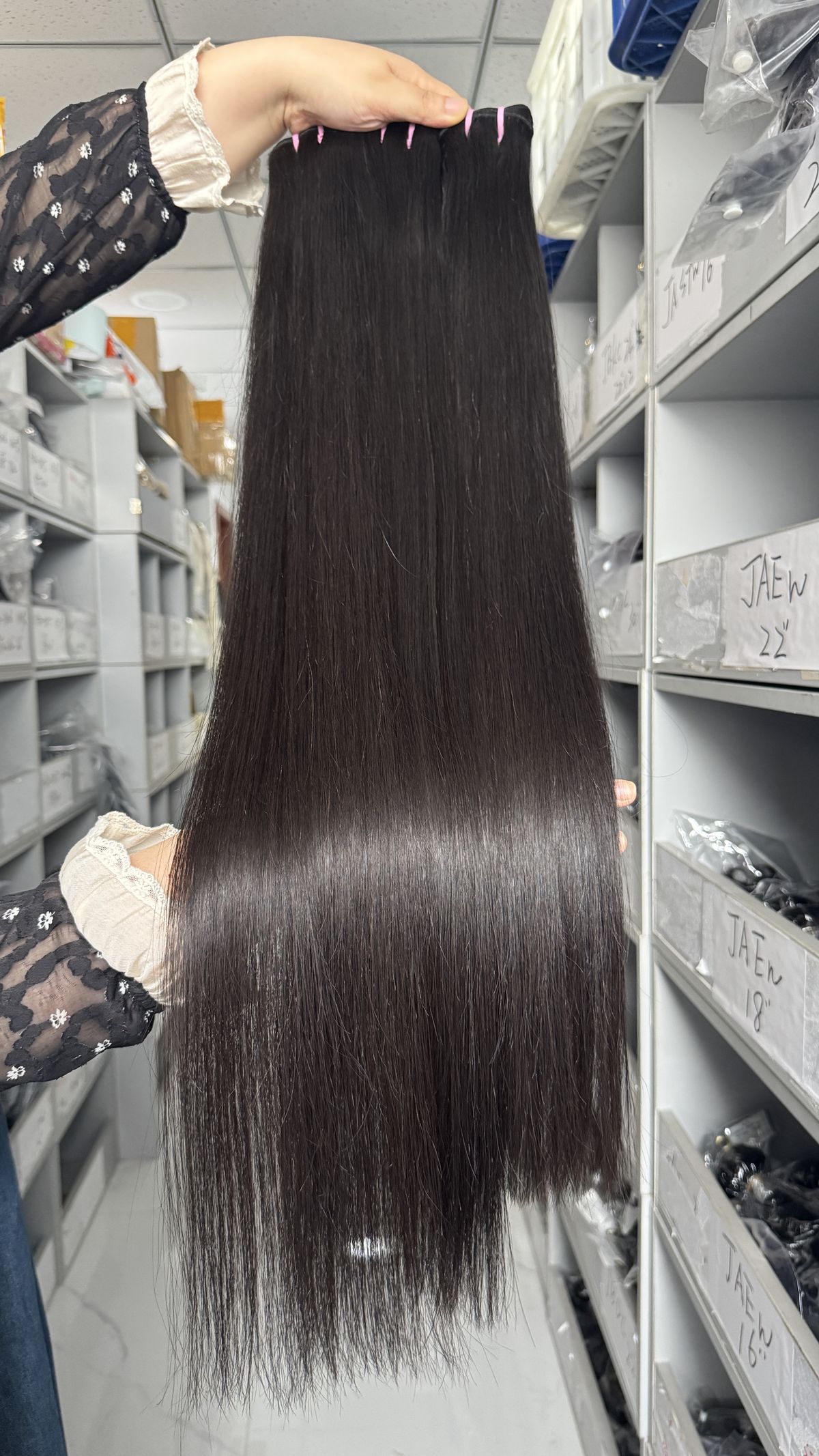 B Level Virgin Hair Natural Black Double Drawn Single Drawn Bundle 15% Ratio