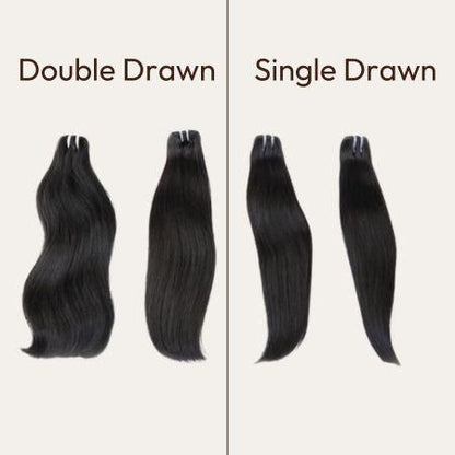 B Level Virgin Hair Natural Black Double Drawn Single Drawn Bundle 15% Ratio